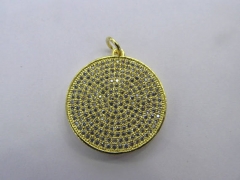 6pcs Micro Pave Diamond Disc Pendant, Pave Diamond CZ Pendant, Round Charm,Heart Ring Black Gunmetal bead 16-25mm