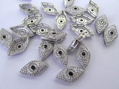 12pcs Micro Pave Diamond Evil Eye Marquise Pave connector Findings multi strand charm beads 12-20mm