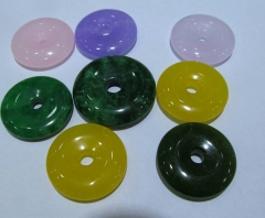 Handmade 12pcs jade stone Donut jade Gemstone Pi Donut Rainbow Focal Pendant round beads 15-50mm