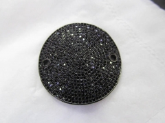 New Arrived micro pave Diamond Crystal Micro Crystal Pave CZ Round Disc Roundel curved bracelet connetor Jewelry beads 22-32mm 2