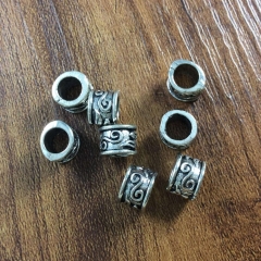 30 pcs 6mm x 8mm Large Hole Beads ,Antique Silve Beads, Metal Spacer, Tibetan Style Beads , Crafted supplies findings,diy
