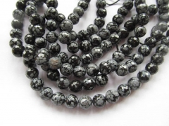 4681012mm 16" Round Snowflake Obsidian Beads Jewelry making Beads disco matte stone