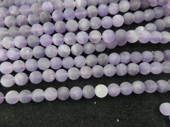 wholesale 2strands 16" natural Purple Quartz Gemstone matte Round Loose Beads crystal Rock 468mm