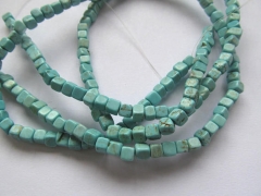 High Quality 2strands Turquoise Gemstone Cube Square Box Green blue Turquoise Beads 4-8mm