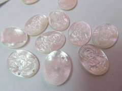 6pcs Handmade White Mother of Pearl Shell Jewelry 22x30mm Virgin Mary Oval Cameo Cabochon Shell Beads