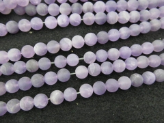 wholesale 2strands 16" natural Purple Quartz Gemstone matte Round Loose Beads crystal Rock 468mm