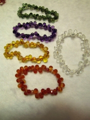 6x9mm Natural clear white quartz Amethyst -Citrine-Green- Red crystal drops teardrop briolettes micro faceted bracelet 8inch AAA