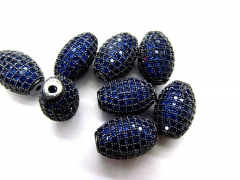 6pcs 13x18mm Sapphire blue Micro Pave Filigree Oval Football beads, oval egg Pave Diamond Bead, Pave CZ Findings Jewelry, Pave O
