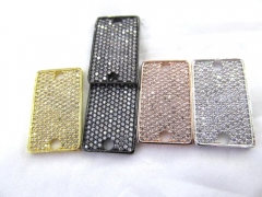 AA+ 4pcs Gold Pave micro pave Diamond Crystal Micro Crystal Pave CZ rectangle ablong curved bracelet connetor Jewelry beads 30-2