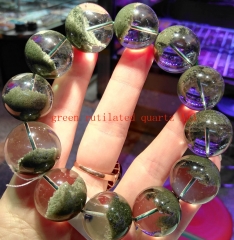 AAA grade  Natural  Green Rutilated quartz Round Bracelet jewelry8inch for gift 10\12\14\16\18\20mm