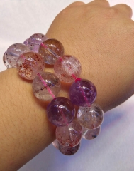 AAA grade  Natural Strawberry Crystal quartz Round Bracelet jewelry 8inch for gift 10\12\14\16\18\20mm