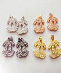 6pcs Silver CZ Pave Micro X shape CC pendant ,Charm ring DIY Handmade 20-22mm