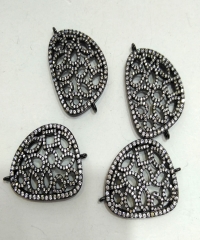 New Arrive --FreeForm Micro Pave CZ Connector Beads 20-30mm, Flower Cubic Zirconia Rhinestone Paved Connectors 5pcs