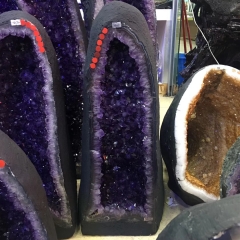 Large Natural Amethyst Geode Cathedral Sphere 1set