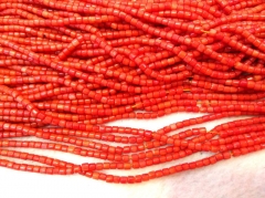 40strands 16" Coral Beads, Natural Italian Coral 2-3mm Original Coral beads bar Tube, Coral Necklace