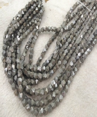 40strands 16" 6-7mm Genuine Pyrite Beads, Iron Gold Pyrite Cube Nugget Faceted Freeform Beads For Jewelry Making