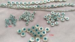 4mm 5mm 6mm genuine pearl shell round evil eye beads--drilled