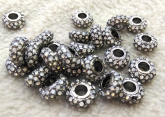 20pcs Opal crystal Brass Hematite 8mm 10mm 12mm Wheel Rondelle Micro Pave Crystal Gunmetal Findings Charm Spacer Beads