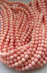 Full strand 16" Pink Sea Shell Beads,Natural Cream Pink Queen Conch Shell Beads round ball spacer Beads 6-12mm