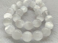 6mm 8mm 10mm 12mm 16mm -Natural Selenite White Smooth Polished Round Gemstone Beads Size Wholesale for necklace bracelet Full strand 16"