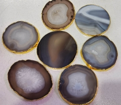 Gold Wrap Agate Slices purple crystal Geode Place Cards Craft for Phone Sockets Pop Grips phone belt Gem Free Form  40-100mm(4&quot;)