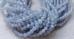 Wholesale 4-8mm Genuine Natural Blue Chalcedony Agate Gemstone Smooth Round Disco Loose Beads full strand 16&quot;