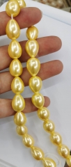 Full strand 16&quot; Natural Sea Shell Pearls beads,topaz yellow golden -White shell jewelry drop teardrop champagne jewelry  8-20mm