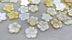 High Quality --20pcs Grey black-Yellow-pink Mother of Pearl Shell jewelry Carved Flowers petal beads 8-12mm-- Center Drilled