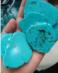 40-80mm (1.6-3&quot;)Turquoise Slab Pop Grip Phone Socket Large Belt Buckle Turquoise Stone Nuggets FreeForm Stone 6pcs