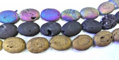 13X18mm Titanium Rainbow Druzy Beads Druzy Beads strand 11pcs Metallic Agate Quartz Druzy Drusy Geode Beads Supplies Black Gold