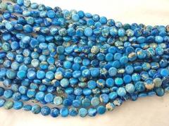 Full strand 16&quot; Impression Jasper Jewelry Aqua Terra Gold Jasper, round Disc Coin turquoise gemstone beads blue Green Jasper Bea