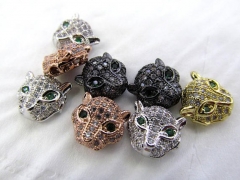 25%OFF --50pcs CZ Micro Pave 11mm Panther Head Beads Black Gunmetal animal charm jewelry