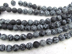 Wholesale 2strands Natural snow black Jasper Bead round 4-10mm gemstone beads crab loose beads