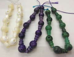 30sets- Mop Shell -Amethyst -Agate -Red Stone-Tiger eye stone-Chrysoprase-Rhodochrosite Beads Connector Guru Head beads 10x20mm 