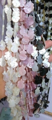 Full strand 16&quot; Gergous MOP Shell Cabochon 15-25mm White Pearl Shell Jewelry Animals Rabbit Cabochon pink black yellow Beads