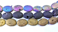 13X18mm Titanium Rainbow Druzy Beads Druzy Beads strand 11pcs Metallic Agate Quartz Druzy Drusy Geode Beads Supplies Black Gold