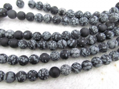 Wholesale 2strands Natural snow black Jasper Bead round 4-10mm gemstone beads crab loose beads