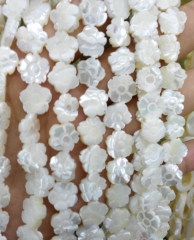wholeasale 2strands 10 12 14mm Genuine MOP Shell ,Pearl Shell flower florial carved white ewelry beads