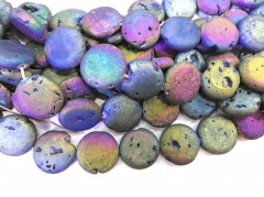 20mm Titanium Rainbow Druzy Beads strand 10pcs Round Disc Metallic Agate Quartz Druzy Drusy Geode Beads Supplies Black Gold