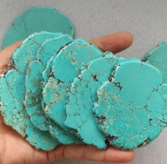 4pcs --Stone Cabochon Turquoise Slab turquoise stone cabochon green blue slab freeform flat nuggets bead belt finding