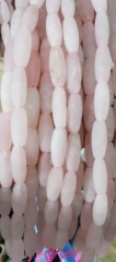 30mm Natural pink quartz-Rose Crystal -Strawberry Quartz Egg Rice Shaped Beads - (Approx. 16&quot; Strand ~13Beads)
