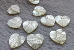 Drilled-- 10pcs White Mother Pearl shell jewlery reactangle Heart Round -disc Mary Jesus Cameo Jesus scapulas Carved pendant