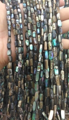 Genuine Abalone paua shell, bar column tube abalone shell beads baroque beads, rainbow paua shell 6-15mm full strand 16inch