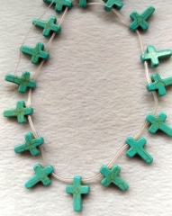2strand 16&quot; Mixed Color Howlite turquoise stone - cross turquoise pendant 15-30mm