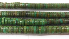 Full strand 16&quot; 100pcs Stabilized brass Turquoise Stone -Turquoise Earthy Heishi Wheel Rondelle Loose beads 6mm 10mm