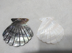 Large pendant 50mm(2&quot;) MOP sector carved - white -grey black mother of pearl symbol pendant beads - sea shell focal 2pcs