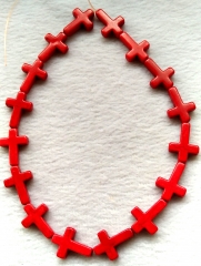 2strand 16inch Mixed Color Howlite turquoise stone - cross hot red turquoise 15-30mm