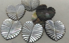 Large 2pcs Tortoise Shell Acetate Acrylic Charms- Leaves leaf Shaped Pendant-Gray Black Shell cabochon- Earring findings jewelry