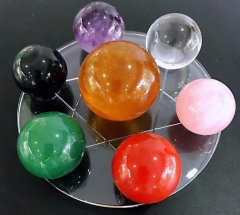 7pcs seven star array Chakra Crystal Set-round sphere ball-ReikiHealing Crystal-Chakra Balancing Stones-Quartz sphere-Meditation