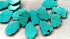 Top Drilled --35-50mm Dark blue Turquoise Slab 6pcs freeform nuggets pendant bead